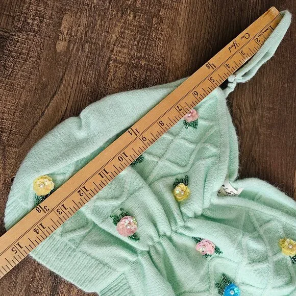 NWOT For Love & Lemons Sutton Floral Knit Sweater Cami Top Soft Pastel Green